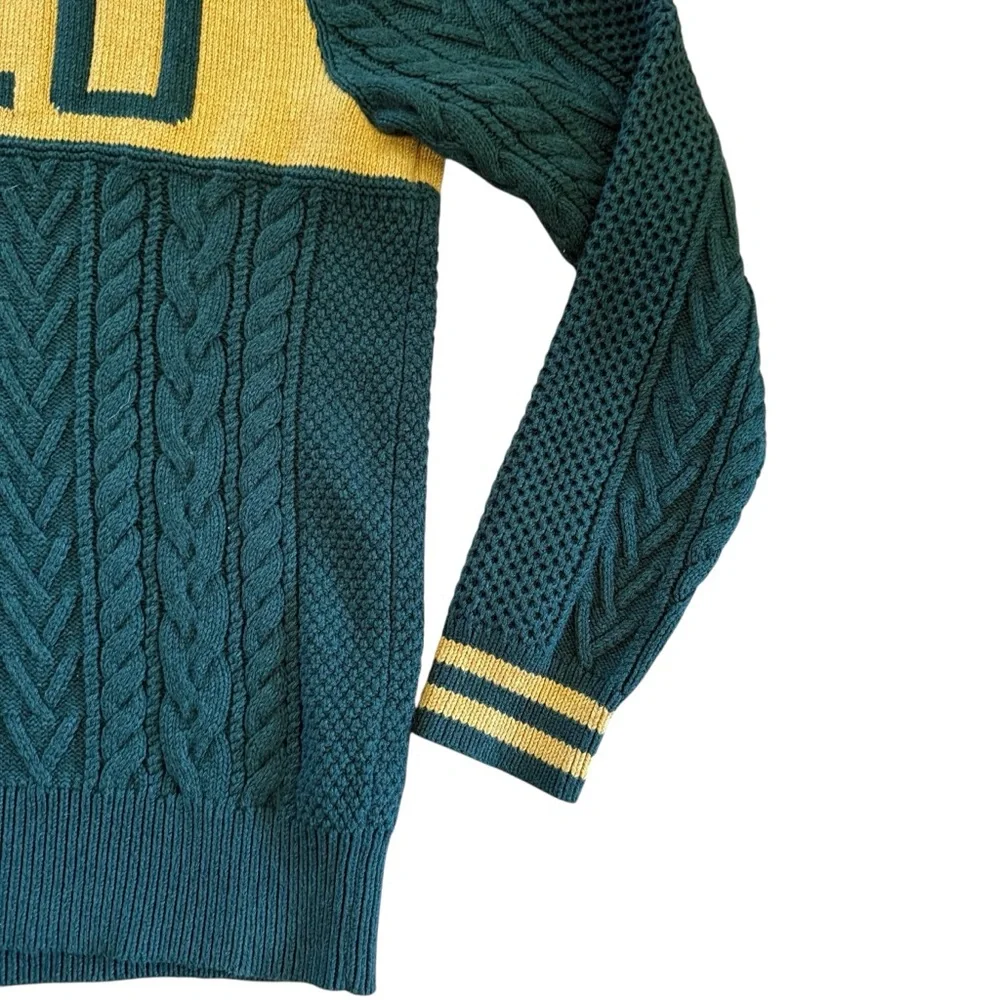 Polo Ralph Lauren Logo Aran Jumper Cotton Striped Sweater Men’s XL Quiet Luxury
